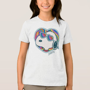 T-shirt En Tri-matière cacahuètes   Snoopy Heart Rainbow