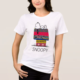 T-shirt En Tri-matière cacahuètes   Snoopy Motif Mixtape Doghouse
