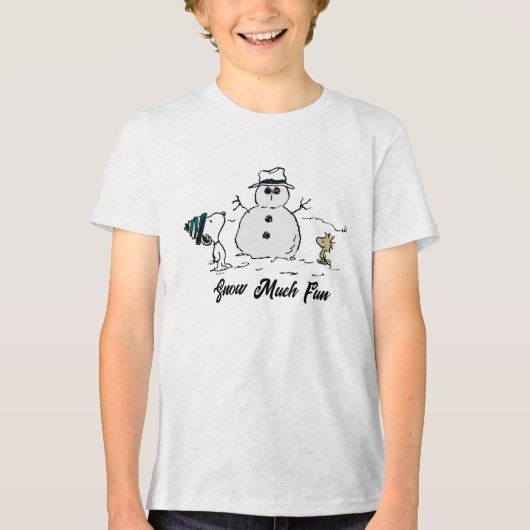 T-shirt En Tri-matière cacahuètes | Snoopy & Woodstock Build A Snowman (Recto)