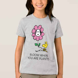 T-shirt En Tri-matière cacahuètes   Snoopy & Woodstock Flower