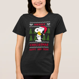 T-shirt En Tri-matière cacahuètes   Snoopy & Woodstock Santa Claus Hug