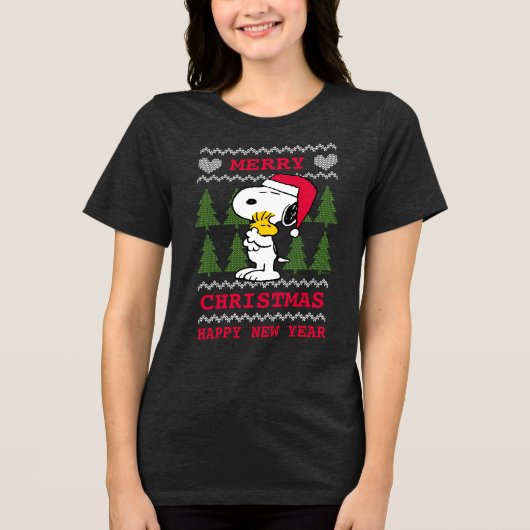 T-shirt En Tri-matière cacahuètes | Snoopy & Woodstock Santa Claus Hug (Recto)