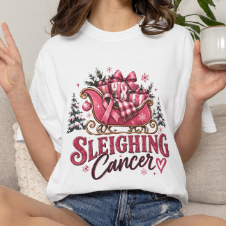 T-shirt En Tri-matière Cadeau Ruban Rose de Noël pour le Cancer du Sein