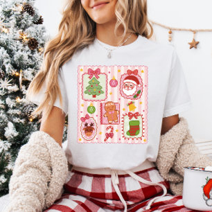 T-shirt En Tri-matière Cadres de fille coquette mignons Noël
