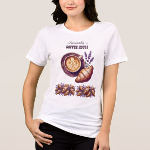 T-shirt En Tri-matière Cafe Custom Merch Croissant Vintage au Lavande