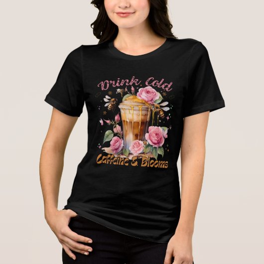 T-shirt En Tri-matière Caféine et fleurs : Café glacé délicieux (Recto)