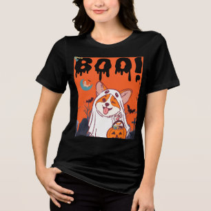 T-shirt En Tri-matière Cahier Halloween Fantôme de Corgi Mignon