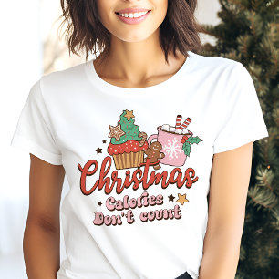 T-shirt En Tri-matière Calories de Noël Rétro ne comptent pas pour les Fê