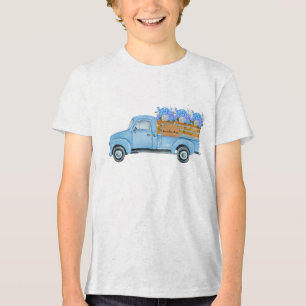 T-shirt En Tri-matière Camion bleu aquarelle vintage Nantucket & Hydrange