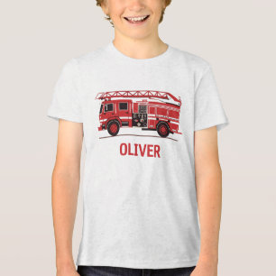 T-shirt En Tri-matière Camion de pompiers rouge silhouette personnalisée