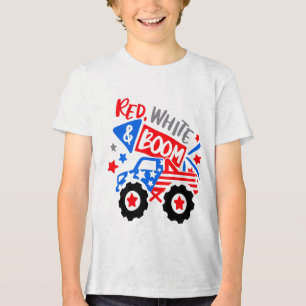 T-shirt En Tri-matière Camion monstre ROUGE BLANC & BOOM