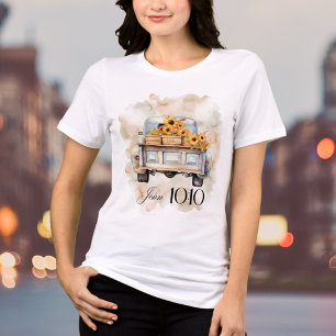T-shirt En Tri-matière Camion vintage floral aquarelle avec verset bibliq