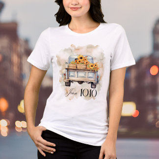 T-shirt En Tri-matière Camion vintage floral aquarelle avec verset bibliq