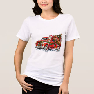 T-shirt En Tri-matière Camionnette festive de Noël avec le Père Noël