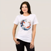 T-shirt En Tri-matière camisa feminia branca com peixes japoneses (Recto plein)