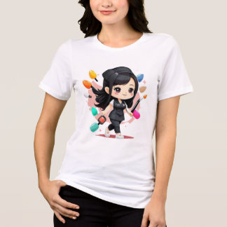 T-shirt En Tri-matière Camiseta chibi Estampado divertido Moda casual Art