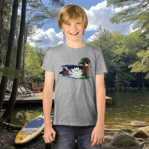 T-shirt En Tri-matière Canard en bois coloré nénuphar faune bleu