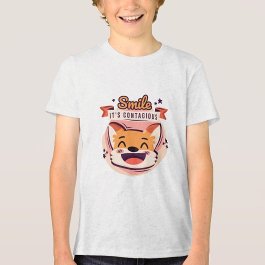 T-shirt En Tri-matière Caractère Fox Smile Enfants bébé T-shirt (Recto)