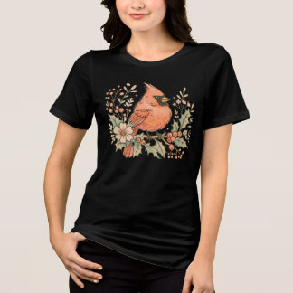 T-shirt En Tri-matière Cardinal vintage aux fleurs d'hiver