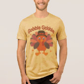 T-shirt En Tri-matière Caricature de Turquie Thanksgiving - "Gobble Gobbl (Recto)