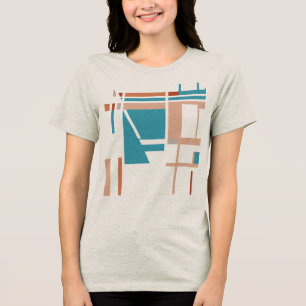 T-shirt En Tri-matière Carrés turquoise de rouille de corail Taupe MCM