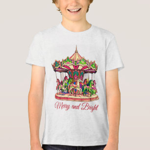 T-shirt En Tri-matière Carrousel de Noël dans les bandes de bonbons
