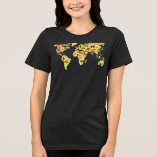 T-shirt En Tri-matière Carte du monde des animaux