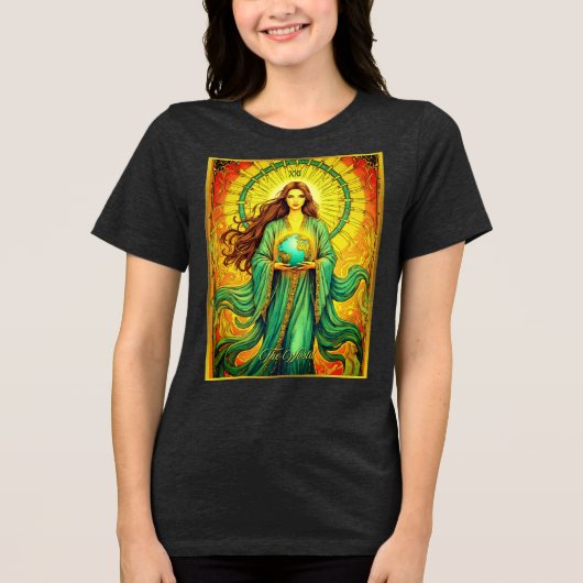 T-shirt En Tri-matière Carte Tarot Art Nouveau Le Monde (Recto)