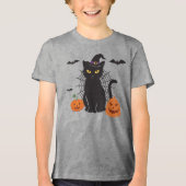 T-shirt En Tri-matière Casquette de sorcière de chat noir (Recto)