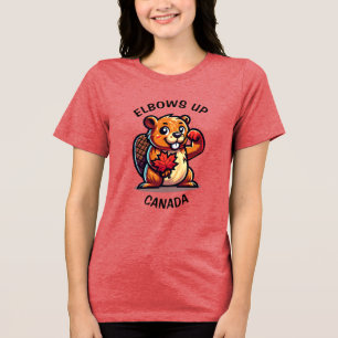 T-shirt En Tri-matière Castor avec feuille d'érable et coudes au Canada B