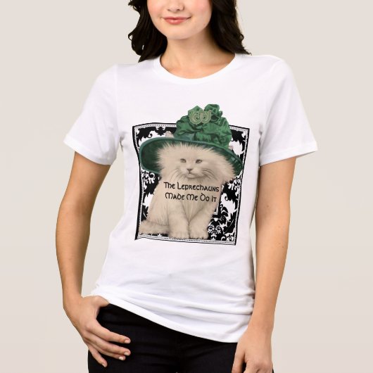 T-shirt En Tri-matière Cat Green Casquette Le Leprechaun M'A Fait Le Fair (Recto)