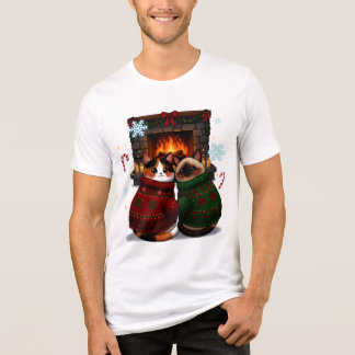 T-shirt En Tri-matière Cats by the Fireplace