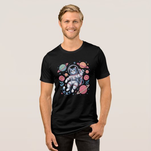 T-shirt En Tri-matière Catstronaut cosmique dans Neon Space Vaporwave (Recto plein)