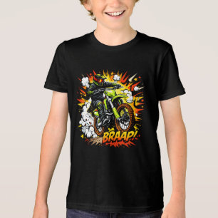 T-shirt En Tri-matière Cavalier de moto cross de bande dessinée