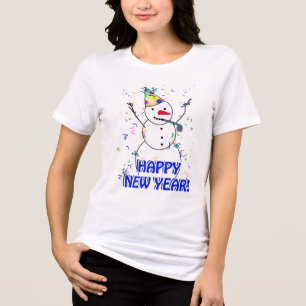 T-shirt En Tri-matière Célébration Bonhomme de Neige Bonne Année