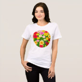 T-shirt En Tri-matière Cercle de fleurs sauvages, rouge et jaune (Recto plein)