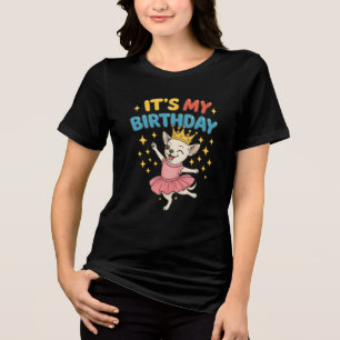 T-shirt En Tri-matière C'est mon anniversaire : la ballerine Chihuahua ro