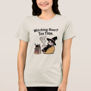 T-shirt En Tri-matière Chaleureux Automne Lecture Confortable Sorcière