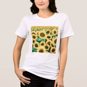 T-shirt En Tri-matière Champ de tournesols jaunes dorés