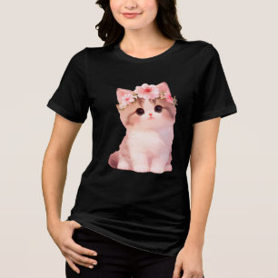 T-shirt En Tri-matière Charme Couronne de Chat Floral