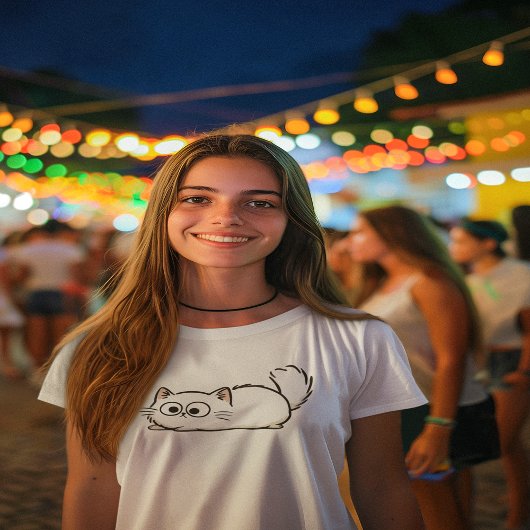 T-shirt En Tri-matière Chat à Queue Douce et Excentrique