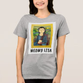 T-SHIRT  EN TRI-MATIÈRE CHAT AMUSANT MONA LISA T-SHIRT (Recto)