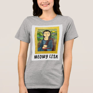 T-SHIRT  EN TRI-MATIÈRE CHAT AMUSANT MONA LISA T-SHIRT