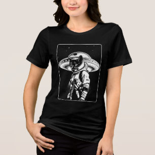 T-shirt En Tri-matière Chat Astronaute Alien UFO Science-Fiction