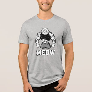 T-shirt En Tri-matière Chat bodybuilder drôle montrant des muscles massif