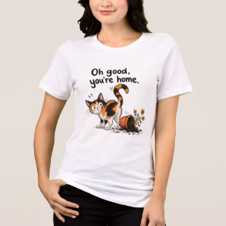 T-shirt En Tri-matière Chat calico Chat drôle Pot de fleurs catastrophe