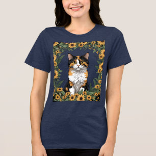 T-shirt En Tri-matière Chat calicot du Maryland et fleurs de Susan aux ye