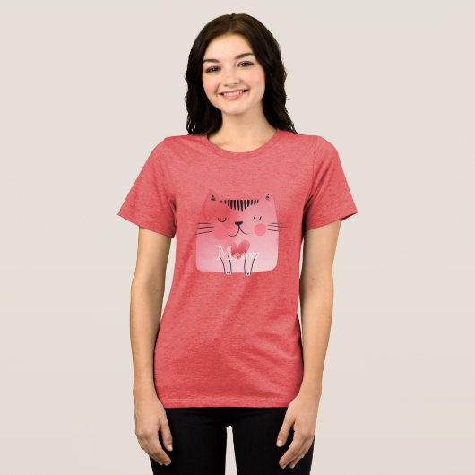 T-shirt En Tri-matière Chat Coeur rose mignon (Recto plein)