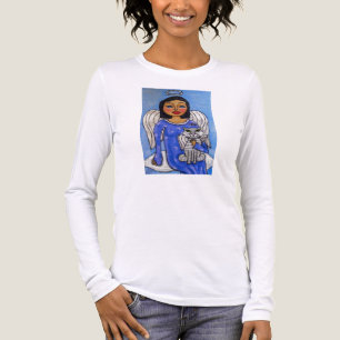 T-shirt En Tri-matière Chat d'ange d'art populaire sur un nuage