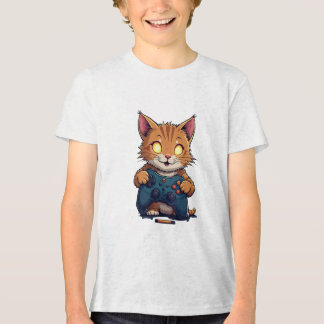 T-shirt En Tri-matière Chat de joueur mignon avec yeux brillants et contr